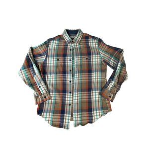 Wallace & Barnes Mens M Flannel Shirt Multicolor Plaid Button Up Heavyweight